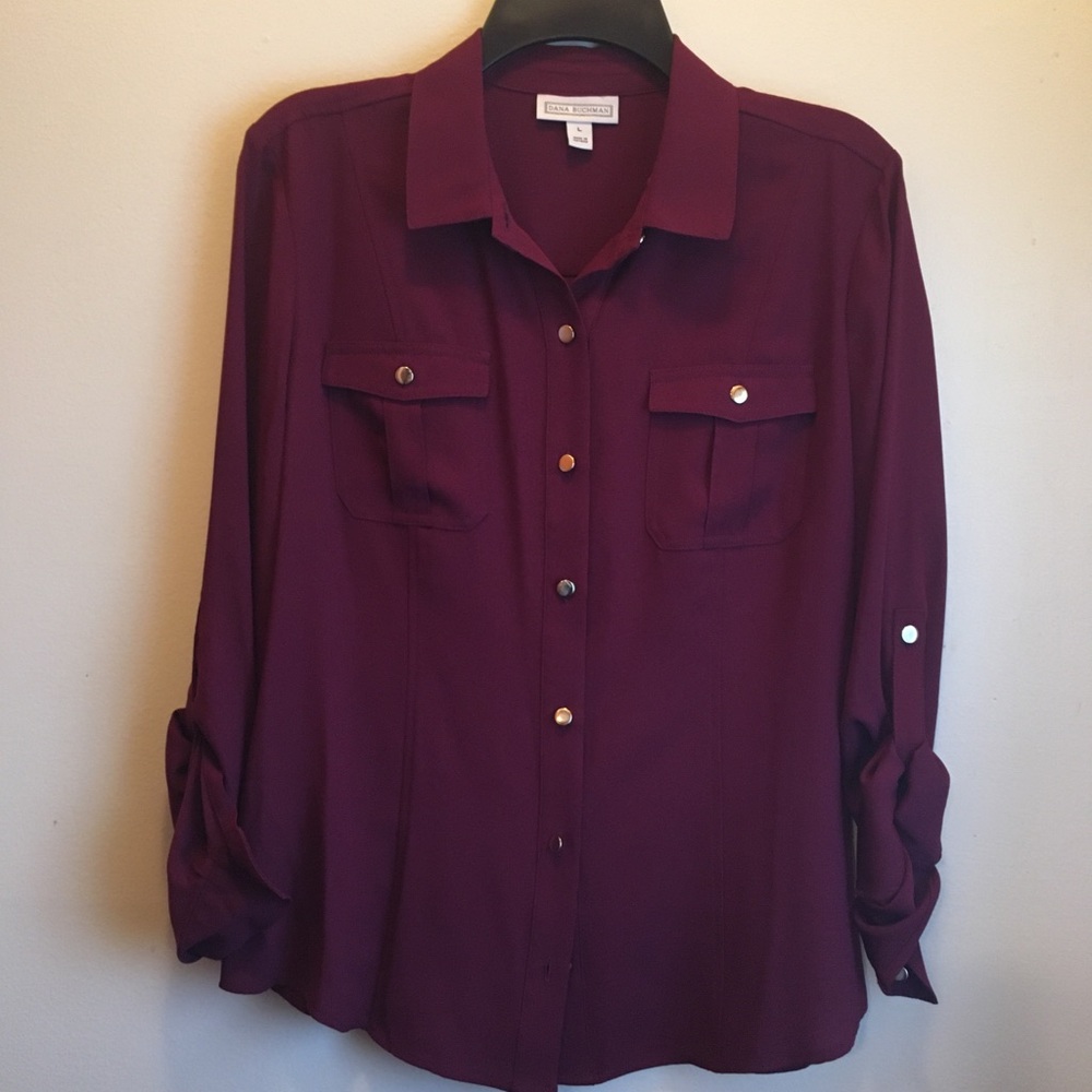 Express Burgundy Button-Down Shirt